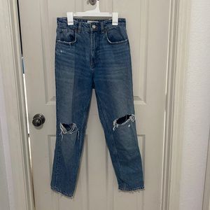 zara blue jeans with rips